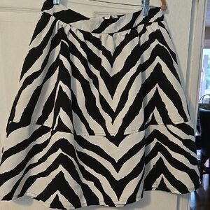 Express Black and White Zebra A-Line Skirt